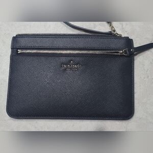 kate spade black saffiano leather wristlet clutch